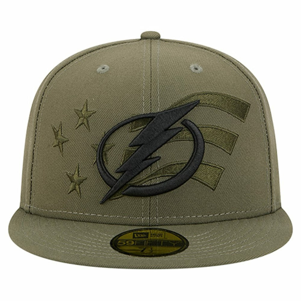 Tampa Bay Lightning New Era Military Appreciation Flag 59FIFTY Fitted Hat Olive