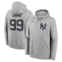 Aaron Judge New York Yankees Player Name & Number Club Fleece Pullover Hoodie - Heather Gray | Nike