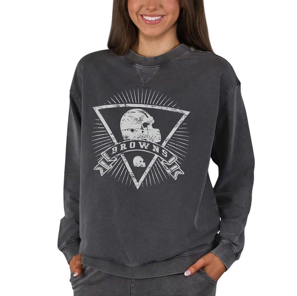 Cleveland Browns Concepts Sport Women's Boxy Mist French Terry Long Sleeve Top - Charcoal discount