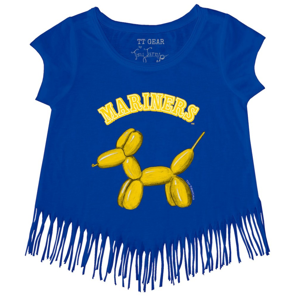 Seattle Mariners Tiny Turnip Girls Youth Balloon Dog Fringe T-Shirt - Royal