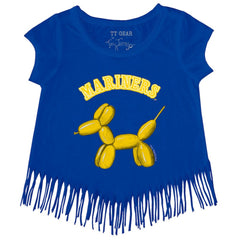 Seattle Mariners Tiny Turnip Girls Youth Balloon Dog Fringe T-Shirt - Royal
