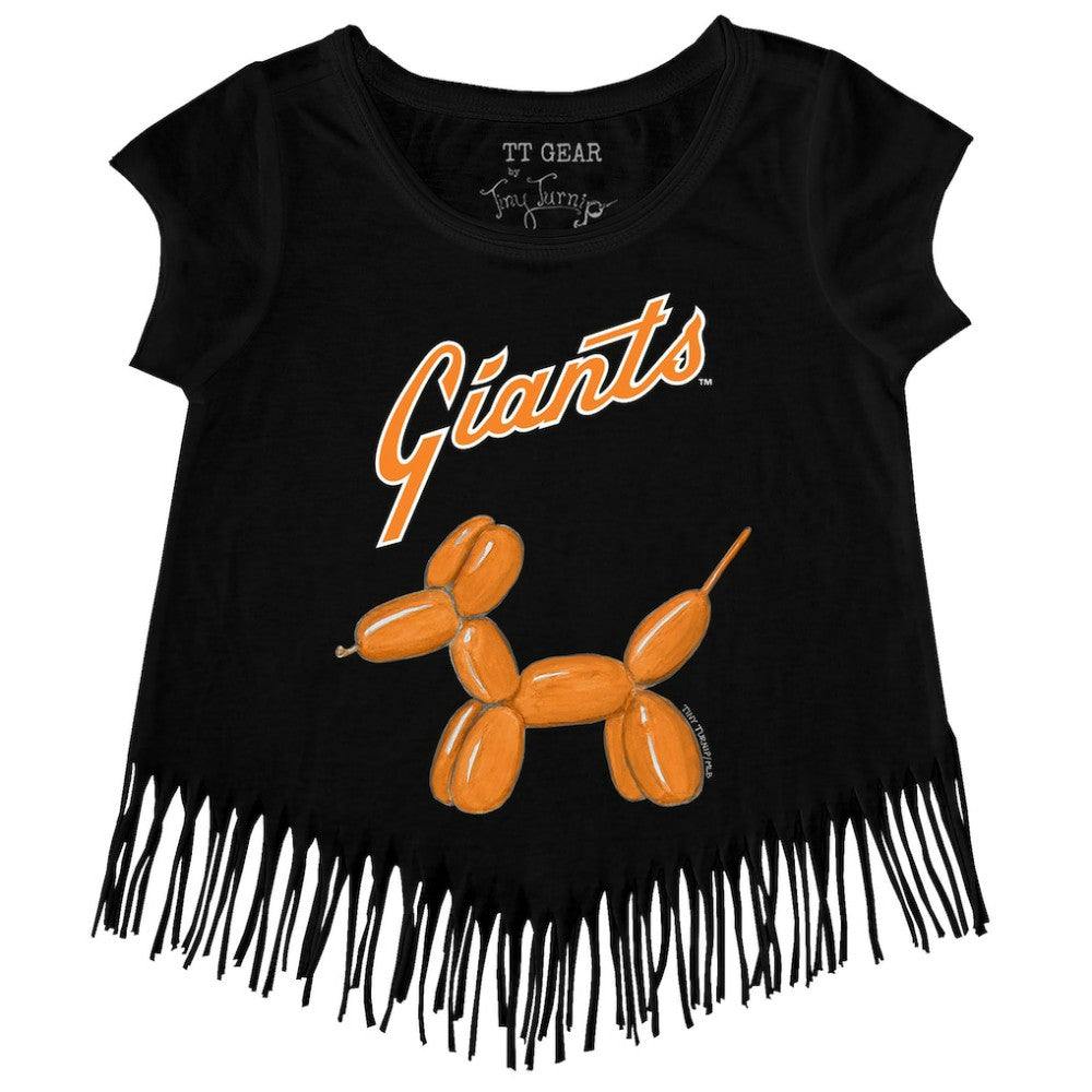San Francisco Giants Tiny Turnip Girls Youth Balloon Dog Fringe T-Shirt - Black
