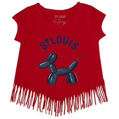 St. Louis Cardinals Tiny Turnip Girls Youth Balloon Dog Fringe T-Shirt - Red