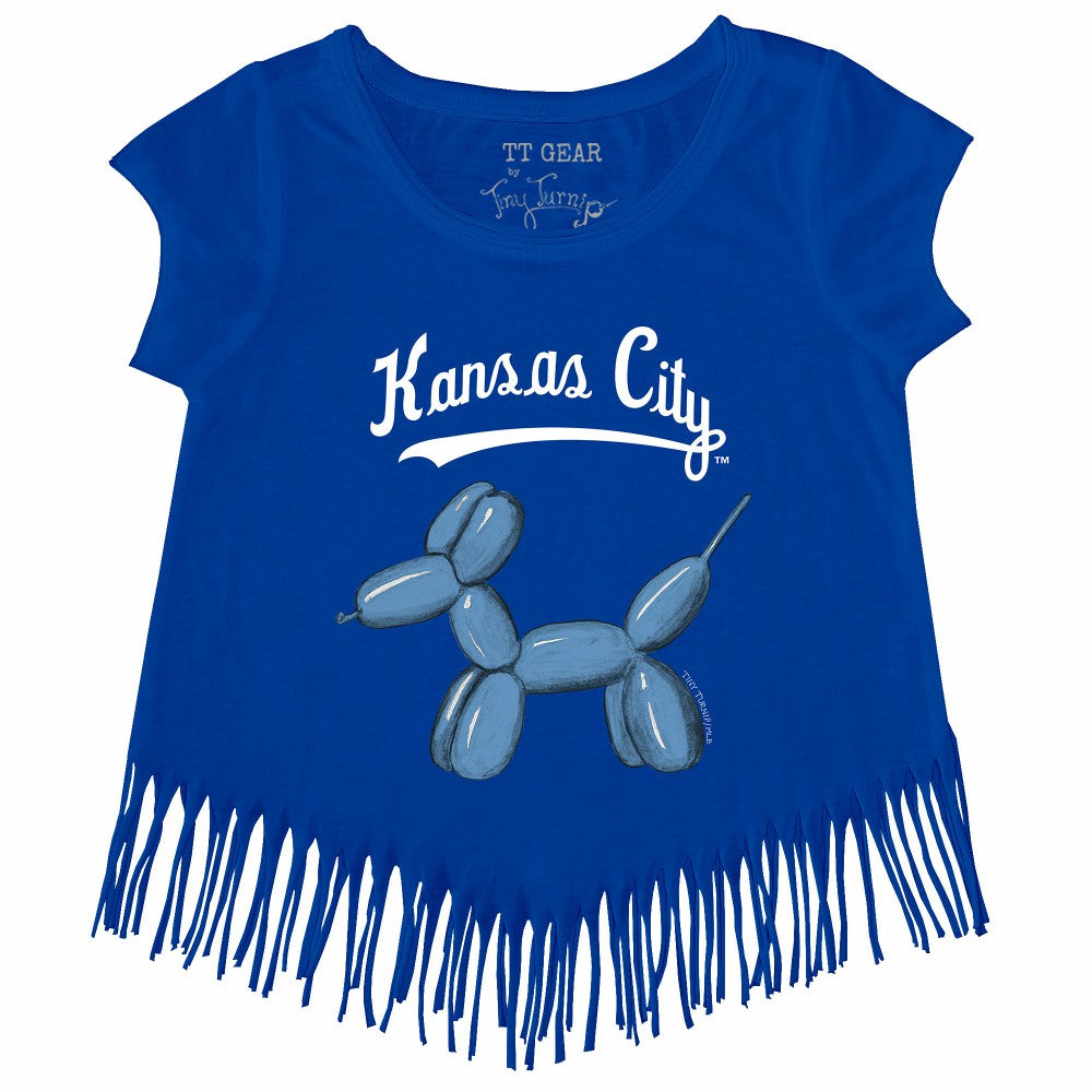 Kansas City Royals Tiny Turnip Girls Youth Balloon Dog Fringe T-Shirt - Royal