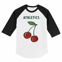 Athletics Tiny Turnip Youth Cherries 3/4-Sleeve Raglan Baseball T-Shirt - White