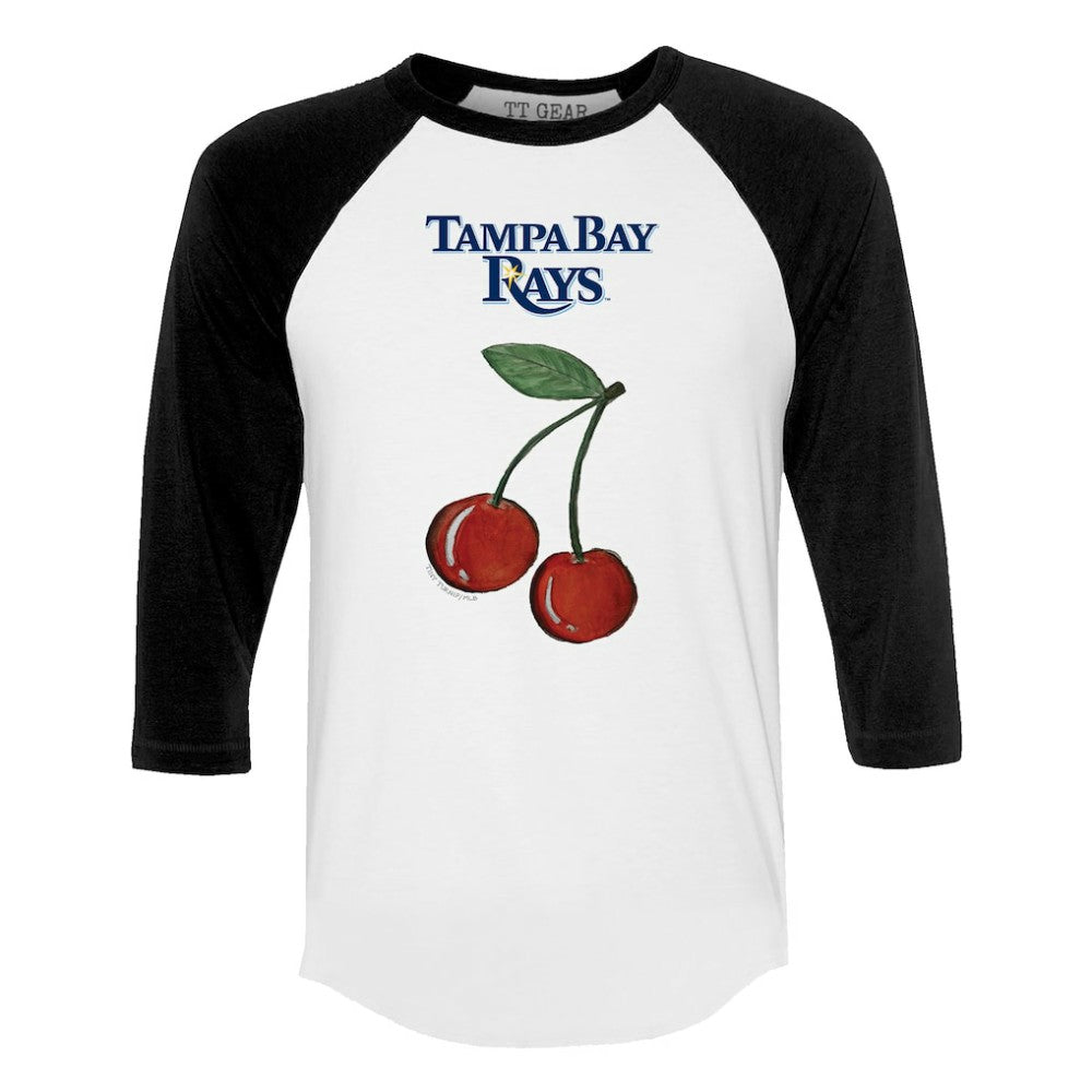 Tampa Bay Rays Tiny Turnip Women's Cherries 3/4-Sleeve Raglan Baseball T-Shirt - White