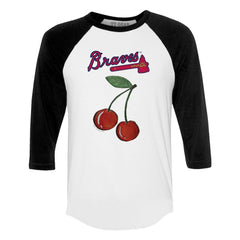 Atlanta Braves Tiny Turnip Women's Cherries 3/4-Sleeve Raglan Baseball T-Shirt - White