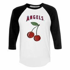 Los Angeles Angels Tiny Turnip Women's Cherries 3/4-Sleeve Raglan Baseball T-Shirt - White