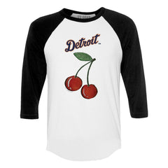 Detroit Tigers Tiny Turnip Women's Cherries 3/4-Sleeve Raglan Baseball T-Shirt - White