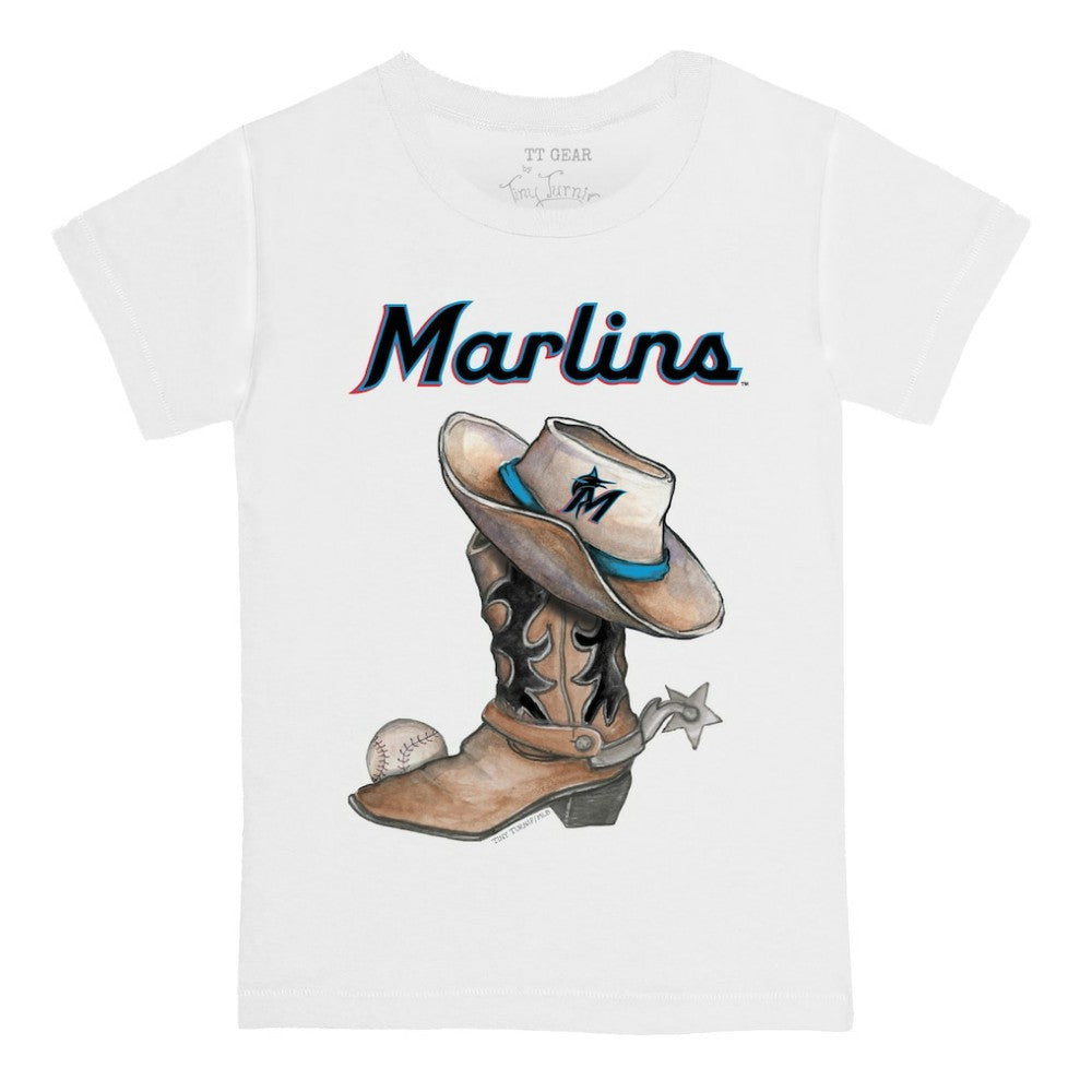Miami Marlins Tiny Turnip Youth Cowboy Boot T-Shirt - White