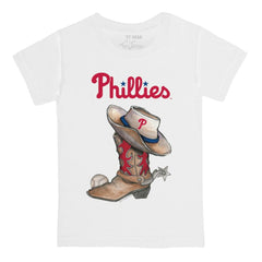 Philadelphia Phillies Tiny Turnip Youth Cowboy Boot T-Shirt - White