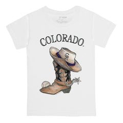 Colorado Rockies Tiny Turnip Youth Cowboy Boot T-Shirt - White