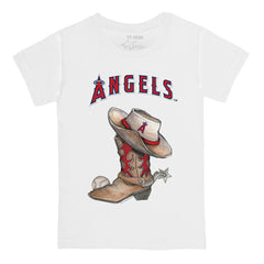 Los Angeles Angels Tiny Turnip Youth Cowboy Boot T-Shirt - White