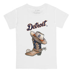 Detroit Tigers Tiny Turnip Youth Cowboy Boot T-Shirt - White