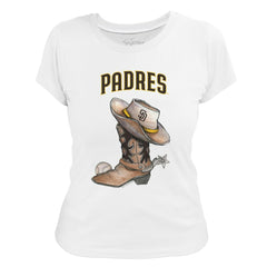 San Diego Padres Tiny Turnip Women's Cowboy Boot T-Shirt - White