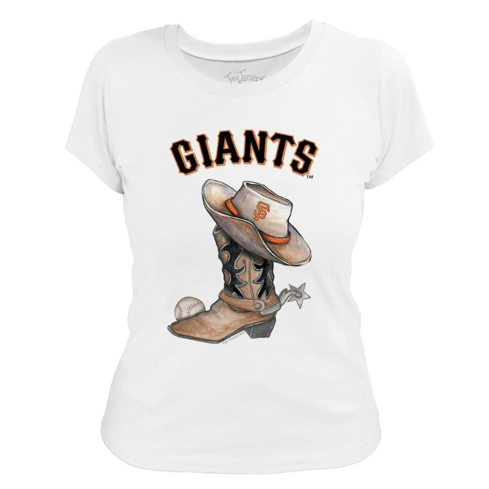 San Francisco Giants Tiny Turnip Women's Cowboy Boot T-Shirt - White
