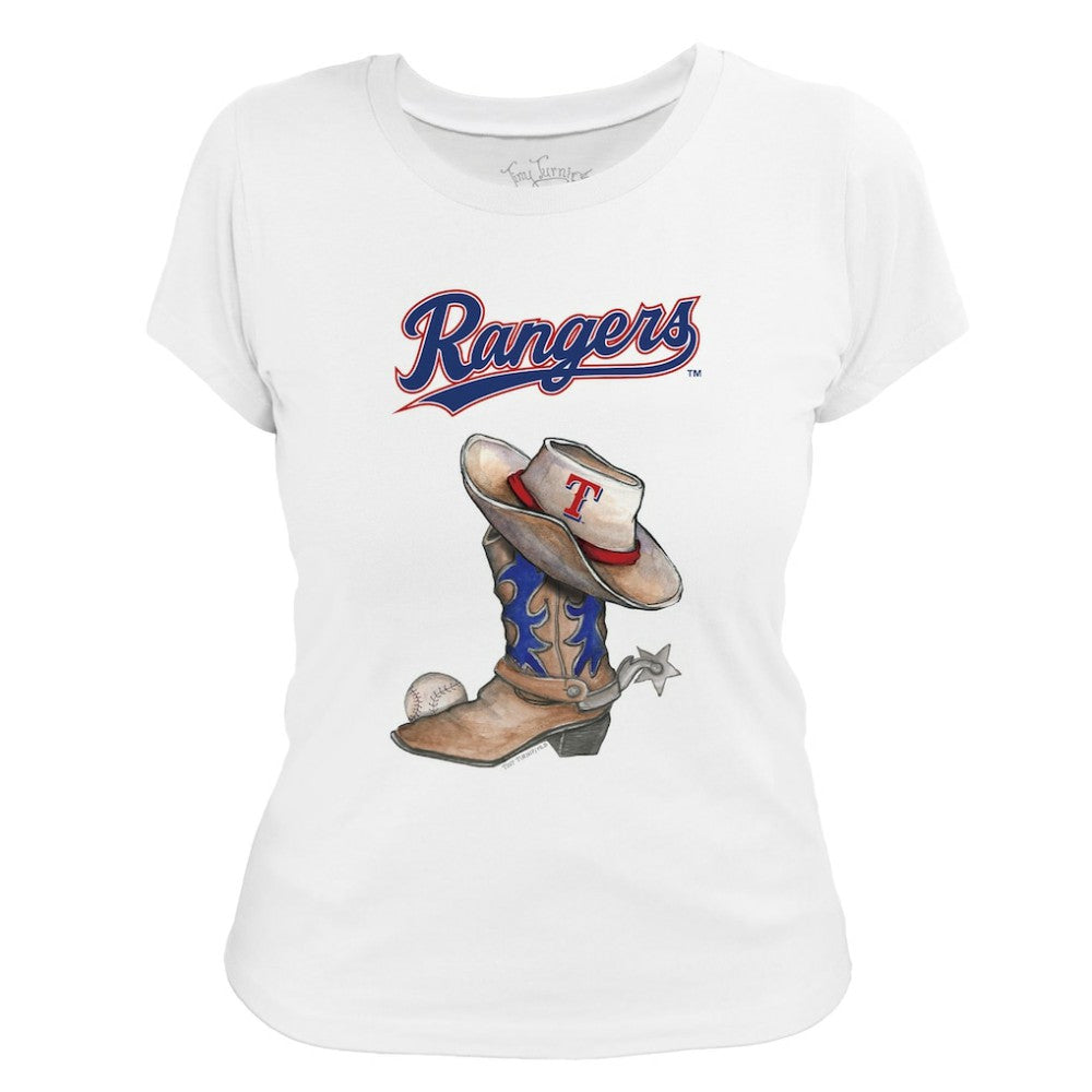 Texas Rangers Tiny Turnip Women's Cowboy Boot T-Shirt - White