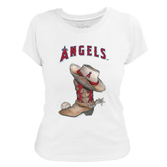 Los Angeles Angels Tiny Turnip Women's Cowboy Boot T-Shirt - White