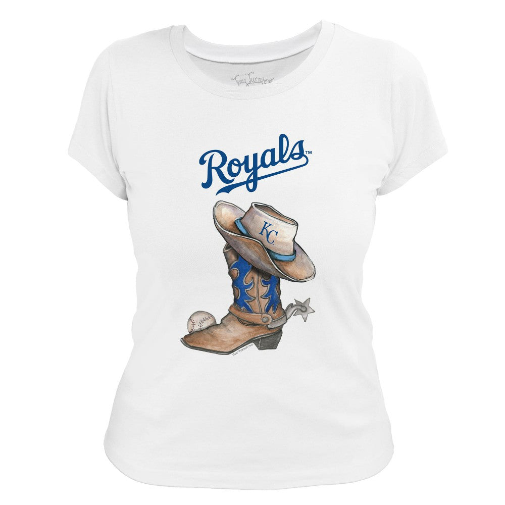Kansas City Royals Tiny Turnip Women's Cowboy Boot T-Shirt - White