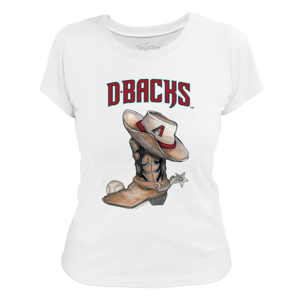 Arizona Diamondbacks Tiny Turnip Women's Cowboy Boot T-Shirt - White
