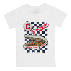 Cleveland Guardians Tiny Turnip Youth Pizza T-Shirt - White