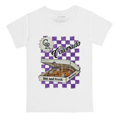 Colorado Rockies Tiny Turnip Youth Pizza T-Shirt - White