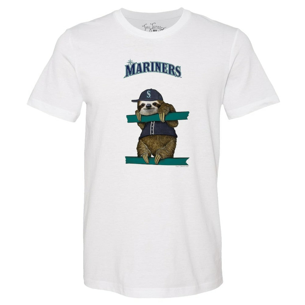 Seattle Mariners Tiny Turnip Unisex Sloth T-Shirt - White