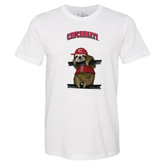 Cincinnati Reds Tiny Turnip Unisex Sloth T-Shirt - White