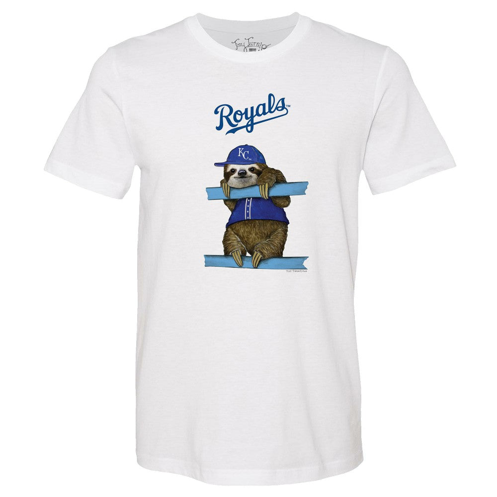 Kansas City Royals Tiny Turnip Unisex Sloth T-Shirt - White