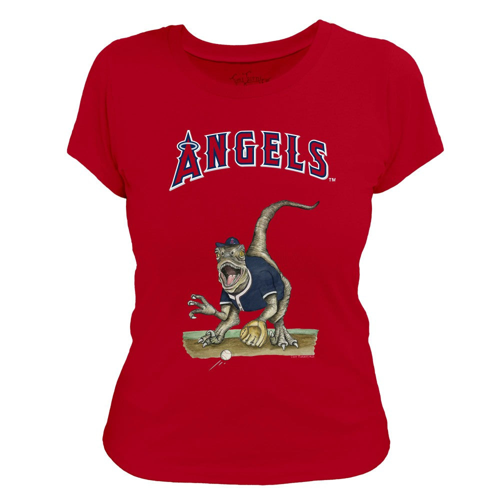 Los Angeles Angels Tiny Turnip Women's Velociraptor T-Shirt - Red