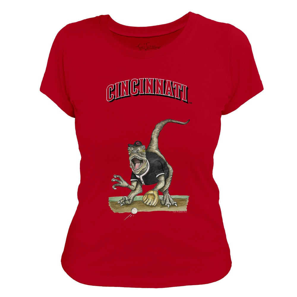 Cincinnati Reds Tiny Turnip Women's Velociraptor T-Shirt - Red