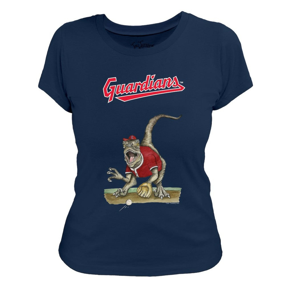 Cleveland Guardians Tiny Turnip Women's Velociraptor T-Shirt - Navy