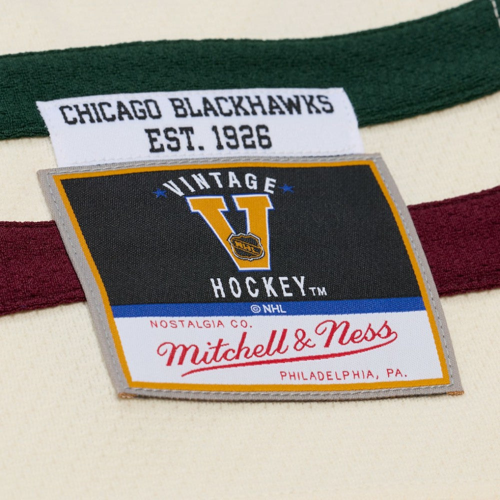 Chicago Blackhawks Mitchell & Ness x Just Don Jersey Hoodie Cream