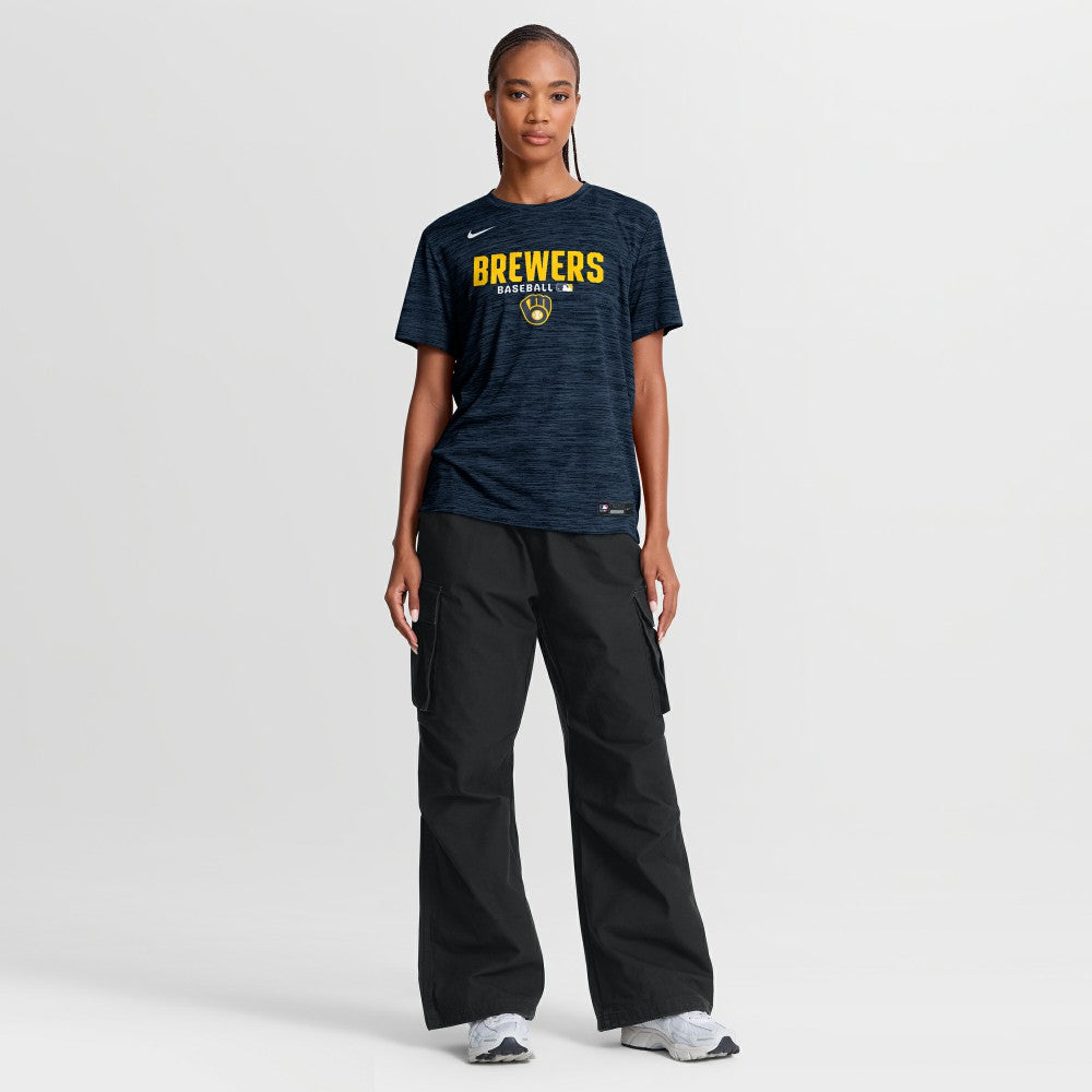 Milwaukee Brewers Women's Authentic Collection Velocity Dri-FIT T-Shirt - Navy | Nike