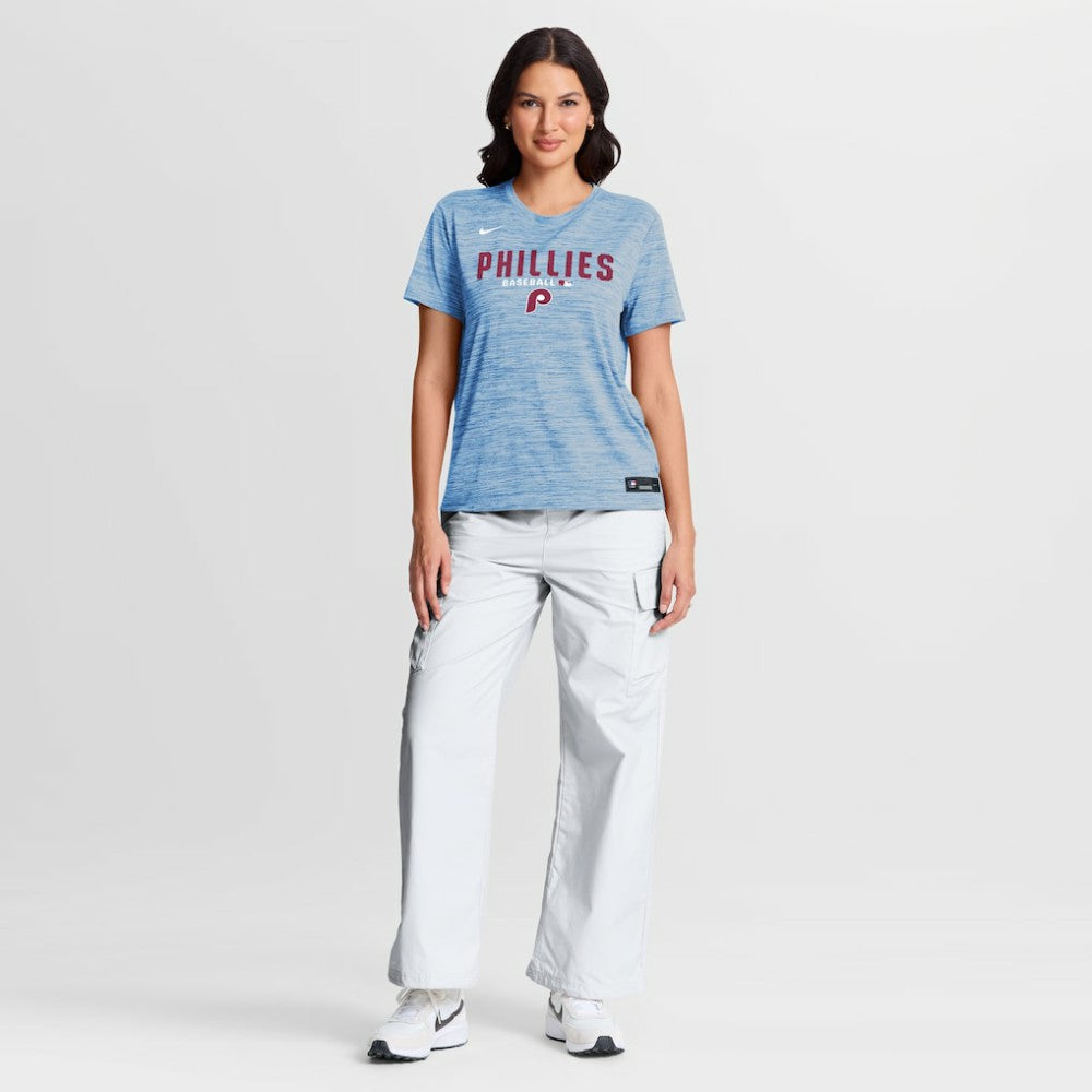 Philadelphia Phillies Women's Authentic Collection Alternate Logo Velocity Dri-FIT T-Shirt - Light Blue | Nike