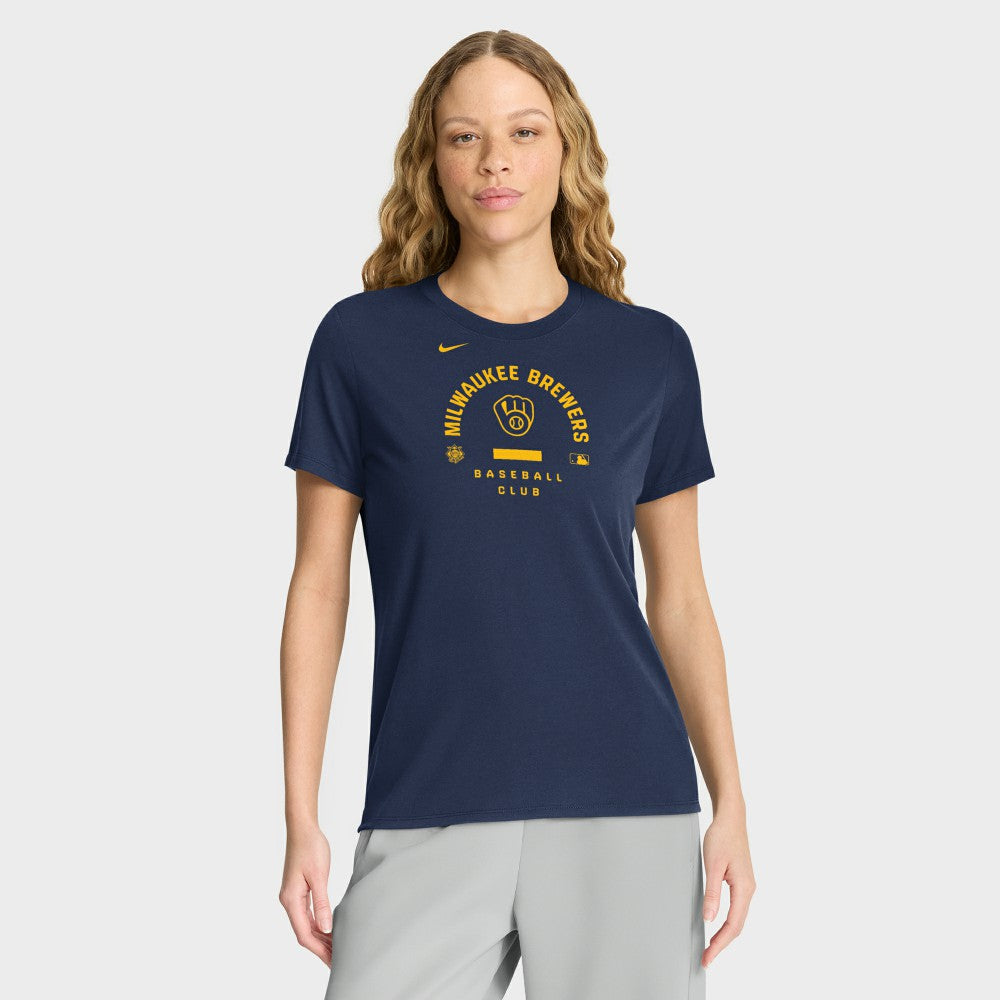 Milwaukee Brewers Women's Authentic Collection Early Work Tri-Blend Dri-FIT T-Shirt - Navy | Nike