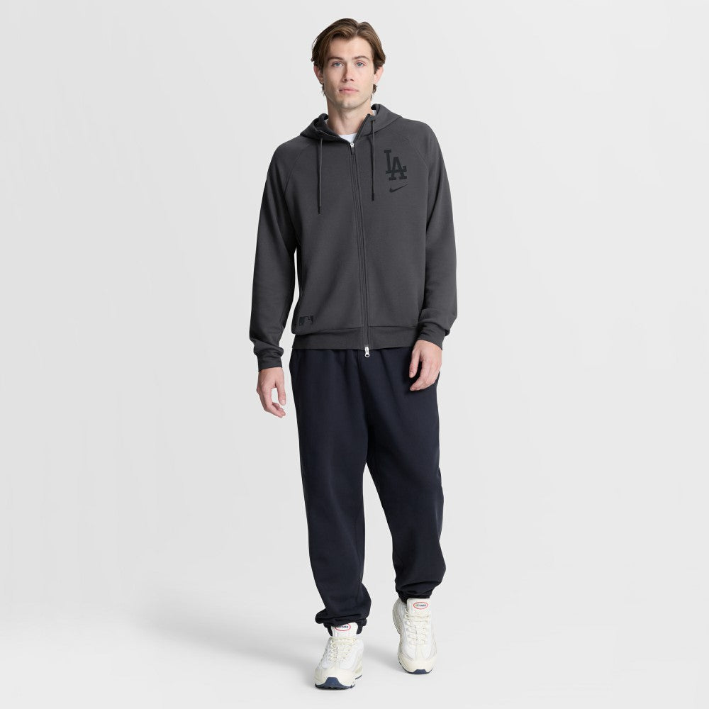 Los Angeles Dodgers Authentic Collection Player Raglan Dri-FIT Full-Zip Hoodie - Anthracite | Nike