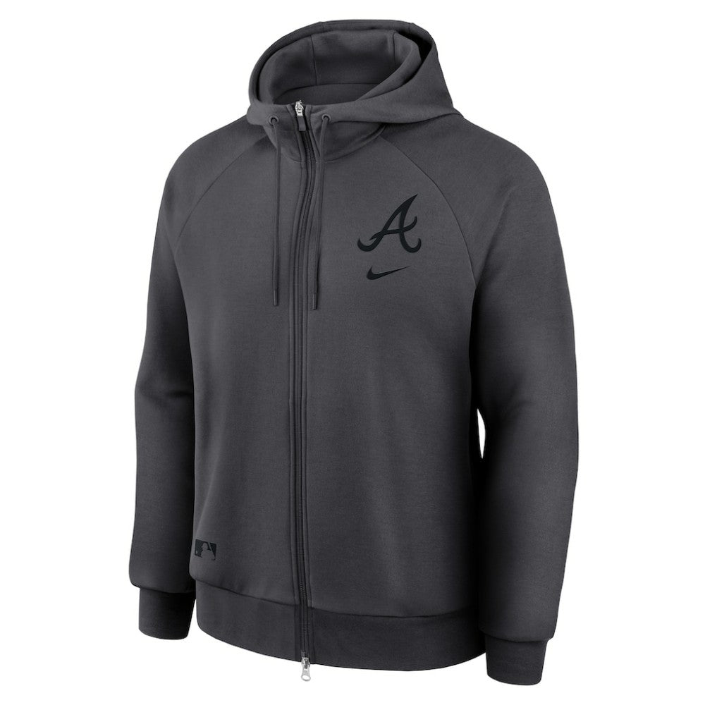 Atlanta Braves Authentic Collection Player Raglan Dri-FIT Full-Zip Hoodie - Anthracite | Nike