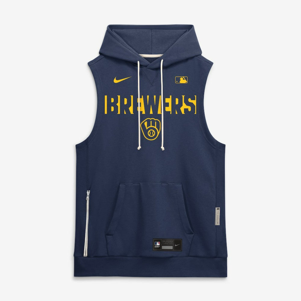 Milwaukee Brewers Authentic Collection Standard Issue Dri-FIT Sleeveless Hoodie - Navy | Nike