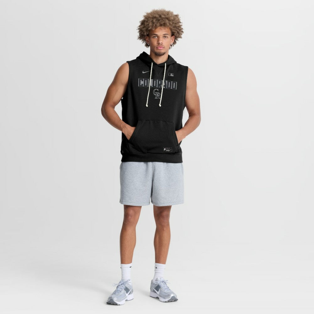 Colorado Rockies Authentic Collection Standard Issue Dri-FIT Sleeveless Hoodie - Black | Nike