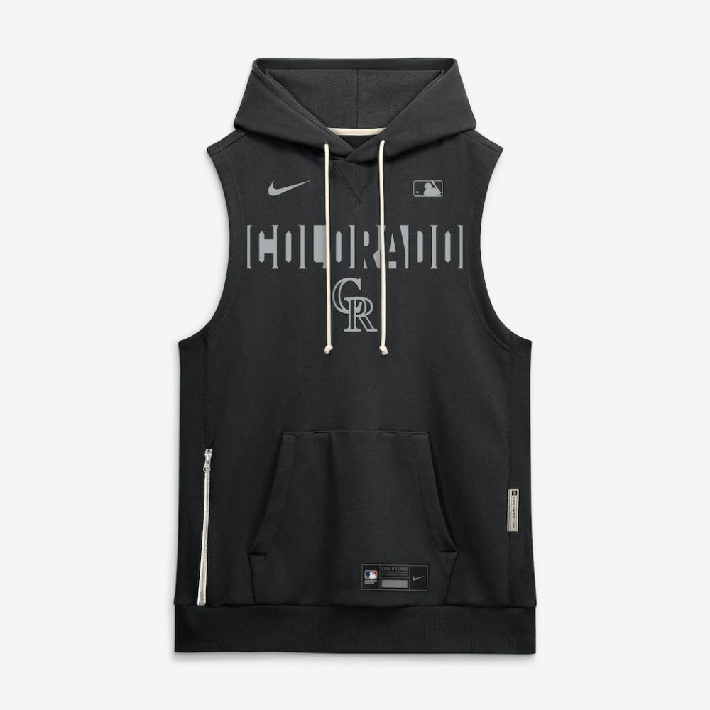 Colorado Rockies Authentic Collection Standard Issue Dri-FIT Sleeveless Hoodie - Black | Nike