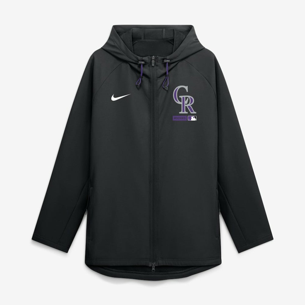 Colorado Rockies Authentic Collection Raglan Therma-FIT Full-Zip Hooded Jacket - Black | Nike