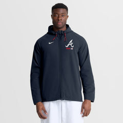 Atlanta Braves Authentic Collection Raglan Therma-FIT Full-Zip Hooded Jacket - Blue | Nike