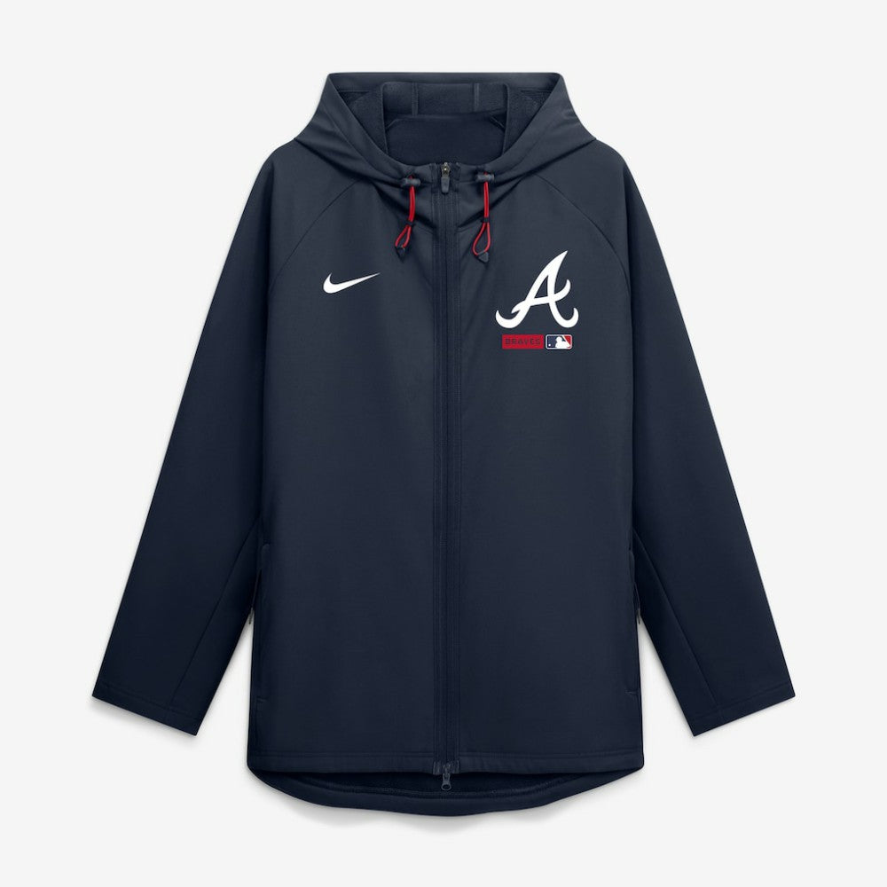 Atlanta Braves Authentic Collection Raglan Therma-FIT Full-Zip Hooded Jacket - Blue | Nike