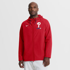 Philadelphia Phillies Authentic Collection Raglan Therma-FIT Full-Zip Hooded Jacket - Red | Nike
