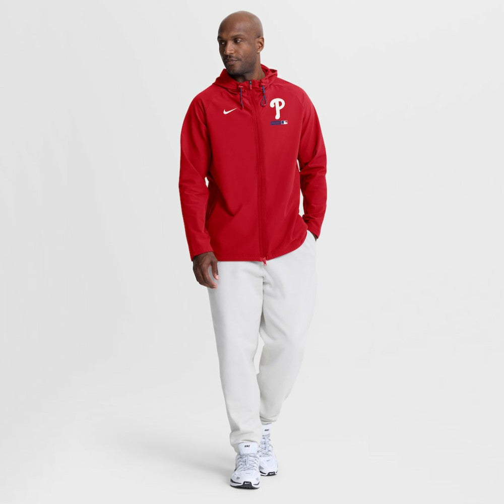 Philadelphia Phillies Authentic Collection Raglan Therma-FIT Full-Zip Hooded Jacket - Red | Nike