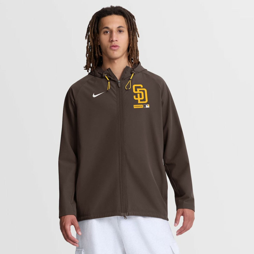 San Diego Padres Authentic Collection Raglan Therma-FIT Full-Zip Hooded Jacket - Brown | Nike