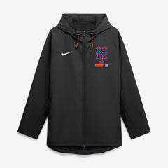 New York Mets Authentic Collection Raglan Therma-FIT Full-Zip Hooded Jacket - Black | Nike