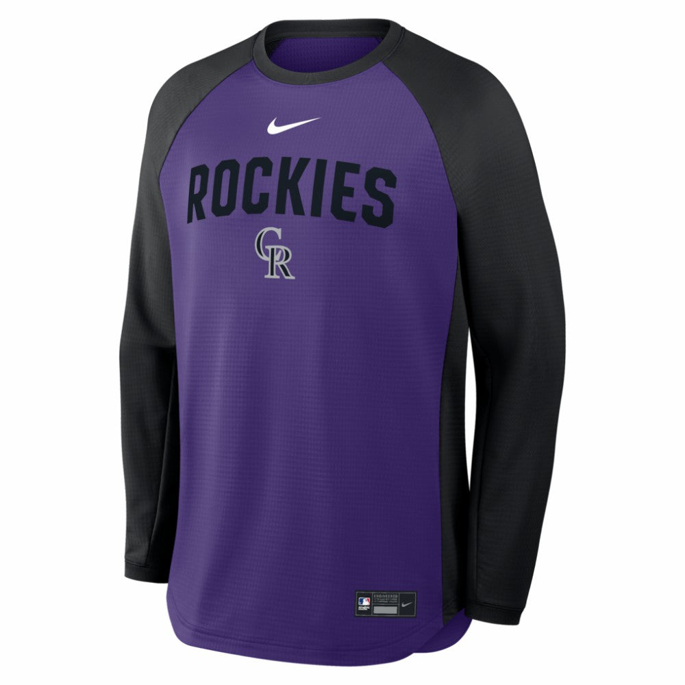 Colorado Rockies Authentic Collection Raglan Dri-FIT Sweatshirt - Purple | Nike