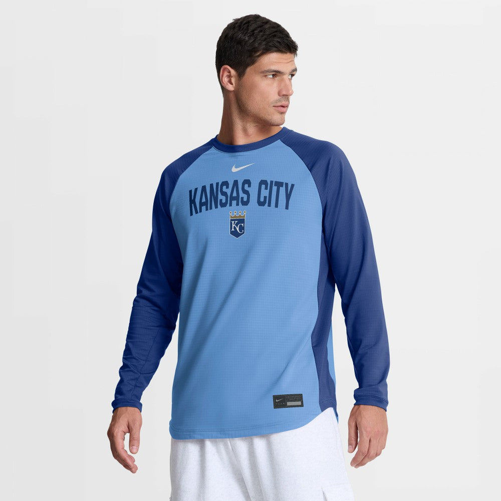 Kansas City Royals Authentic Collection Raglan Dri-FIT Sweatshirt - Light Blue | Nike